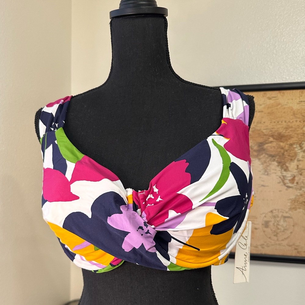 Anne Cole floral swimsuit top 18W